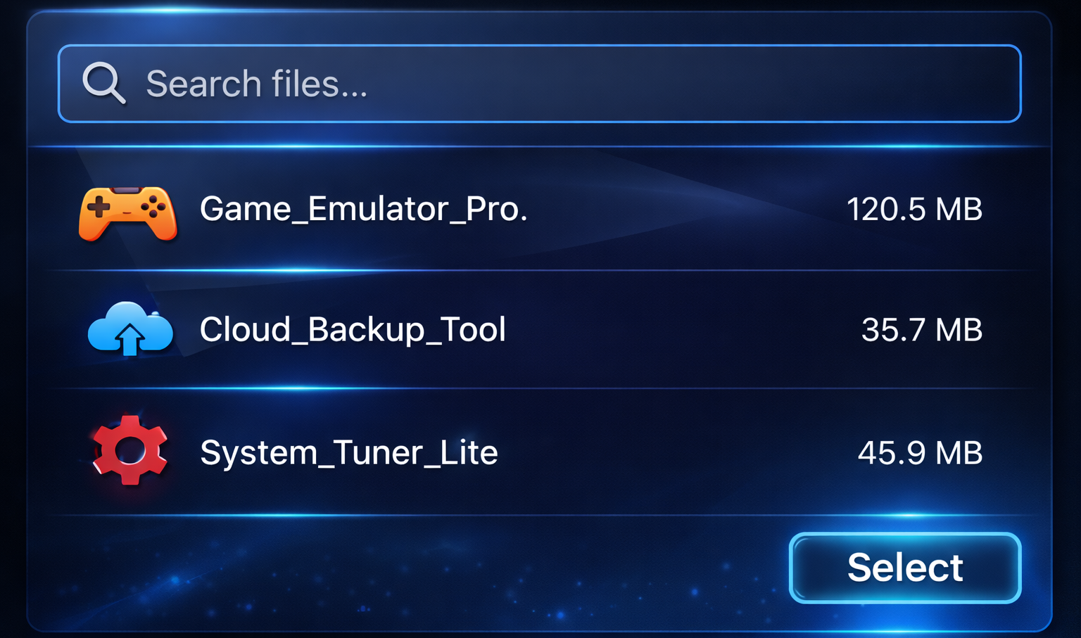 APK File Selection Interface